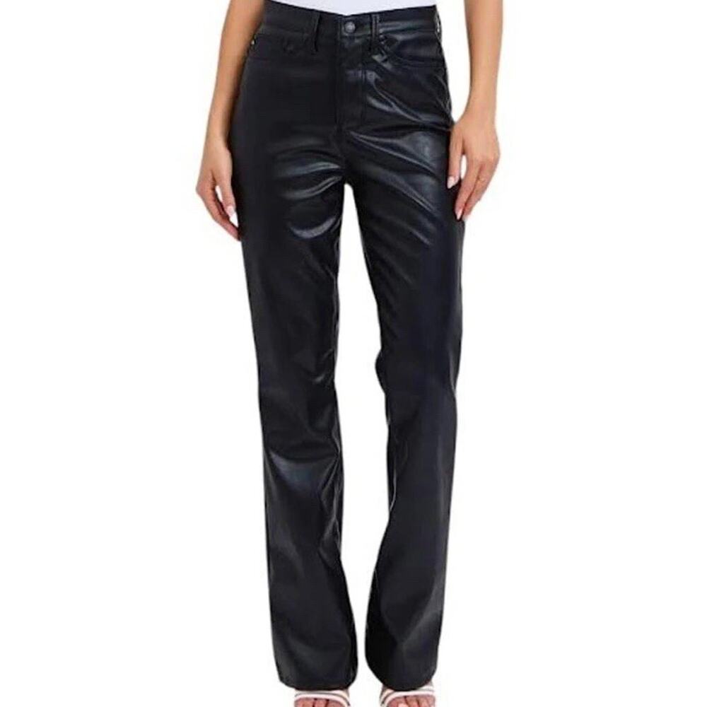 Judy Blue Faux Leather Black Straight-Leg Pants Sz 3x26 NWT Smooth Biker Casual
